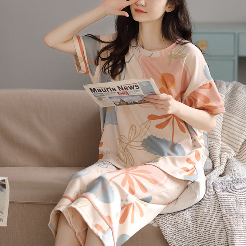 Ownkoti Flower Leaf Print Cotton Loungewear Set - image 2
