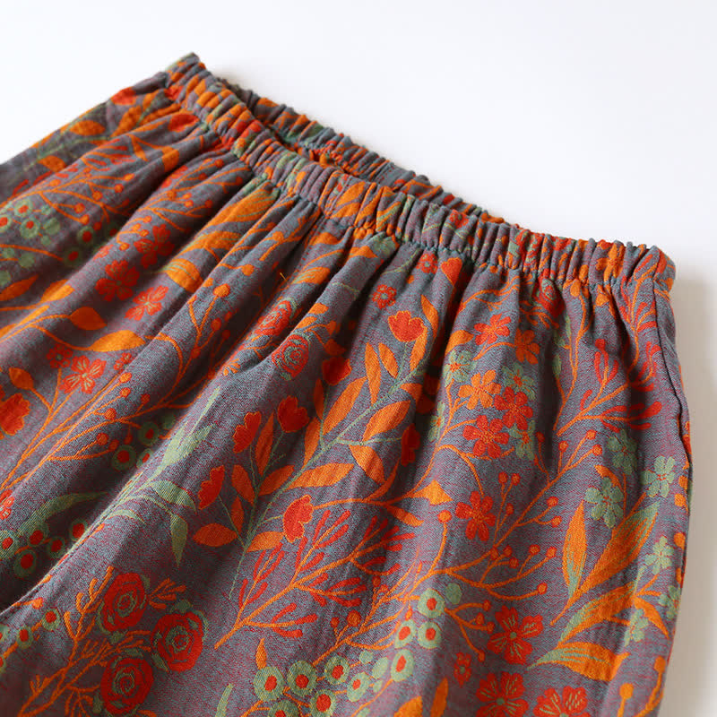 Ownkoti Vintage Leaf Cotton Lapel Loungewear Set - image 10