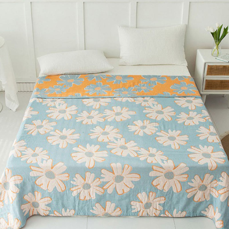 Ownkoti Daisy Printed Cotton Soft Reversible Quilt