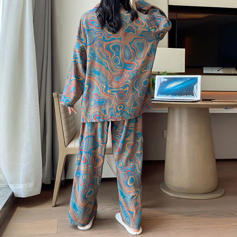 Ownkoti Plus Size Art Print Cotton Loungewear Set - image 2