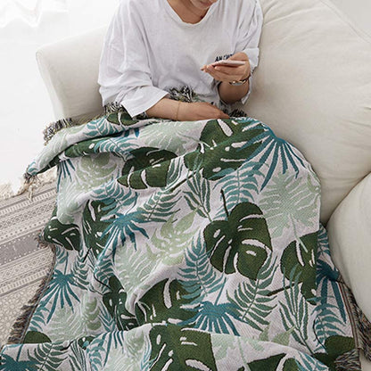 Ownkoti Palm Pattern Sofa Cover Tassel Blanket - image 9