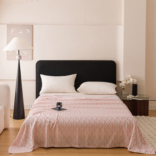 Ownkoti Multicolor Rhombus Pattern Bamboo Fiber Quilt - Pink - Queen - image 0