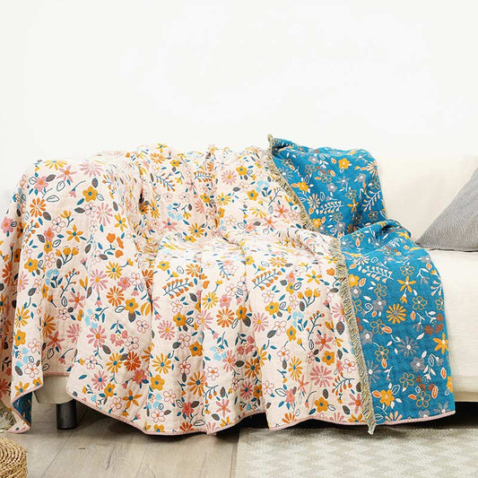 Ownkoti Garden Flower Tassels Blanket Sofa Cover - As Picture - 79"W x 90"L - image 0