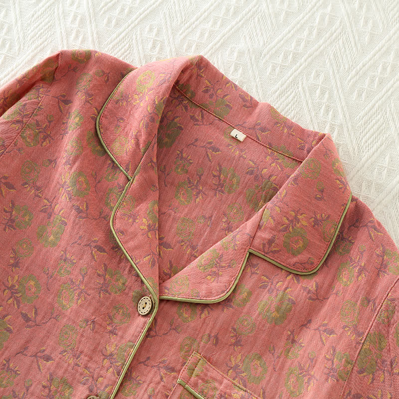 Retro Rose Cotton Gauze Pajama Set - image 2