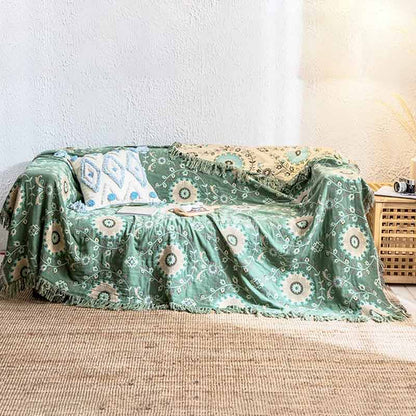 Ownkoti Retro Sofa Cover Cotton Reversible Blanket - image 1