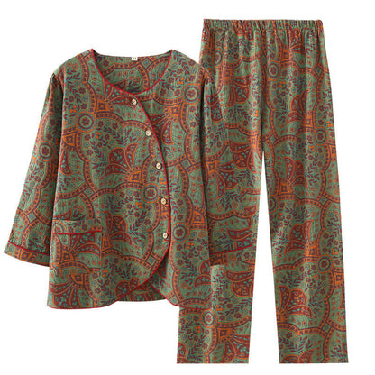 Vintage Jacquard Round Neck Loungewear Set - image 2