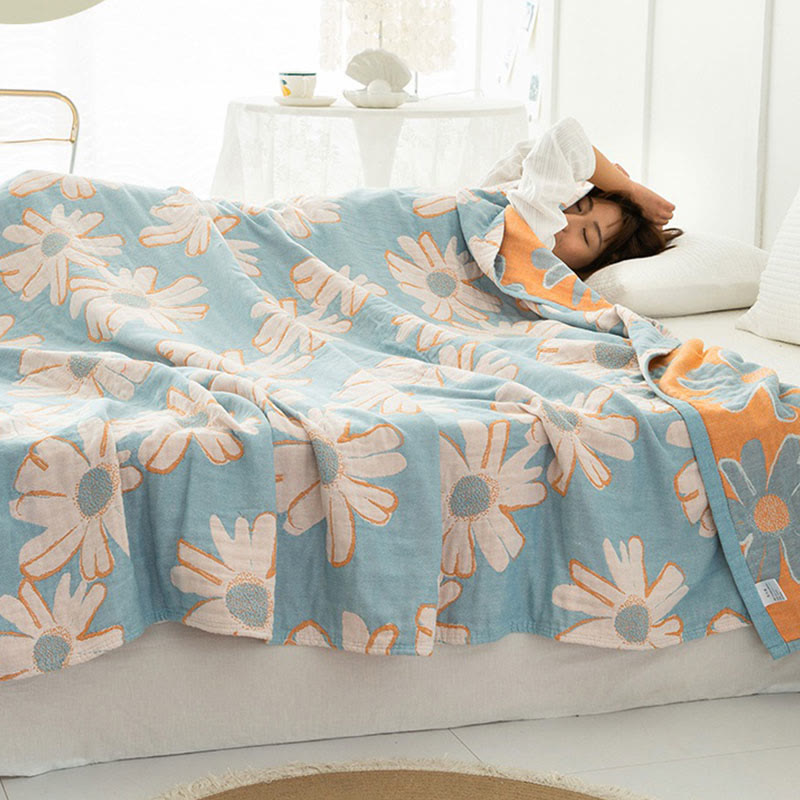 Ownkoti Daisy Printed Cotton Soft Reversible Quilt