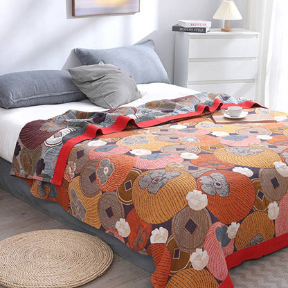 Ownkoti Colorful Persimmon Cotton Gauze Reversible Quilt - image 3