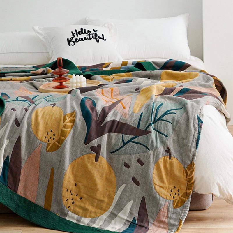 Ownkoti Reversible Design Cotton Fruit Quilt Lightweight - image 9