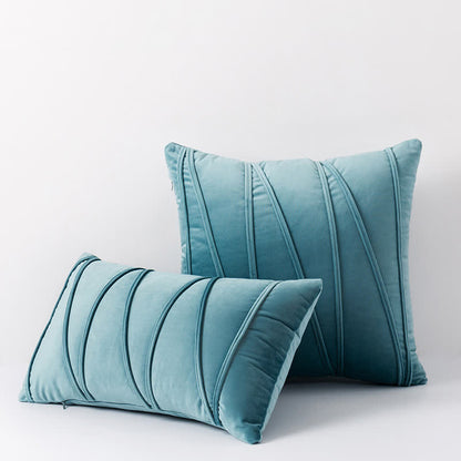 Ownkoti Stripe Pattern Soft Velvet Decorative Pillowcase - Water Green - 50cm x 50cm - image 14