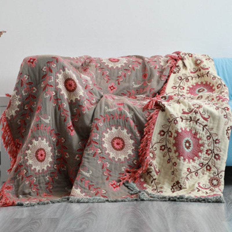 Ownkoti Retro Sofa Cover Cotton Reversible Blanket - Red - 90" x 98" - image 12