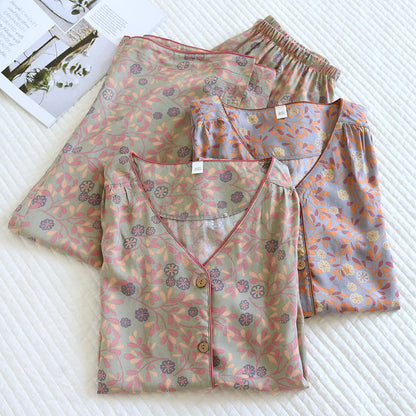 Floral Print Soft Breathable Loungewear Set - image 1
