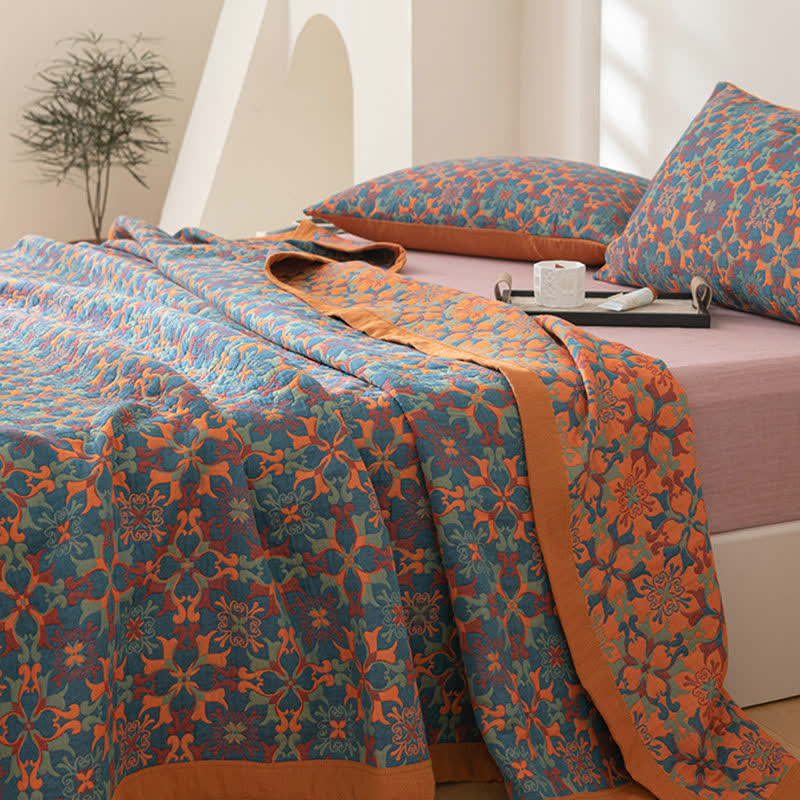 Ownkoti Orange & Blue Pattern Six Layers Cotton Quilt - image 6