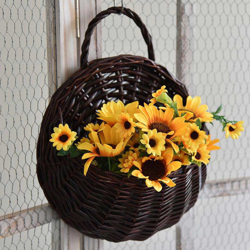 Ownkoti Handwoven Plant Basket with Handle (3PCS) - Coffee - Set(3PCS): S+M+L - image 12