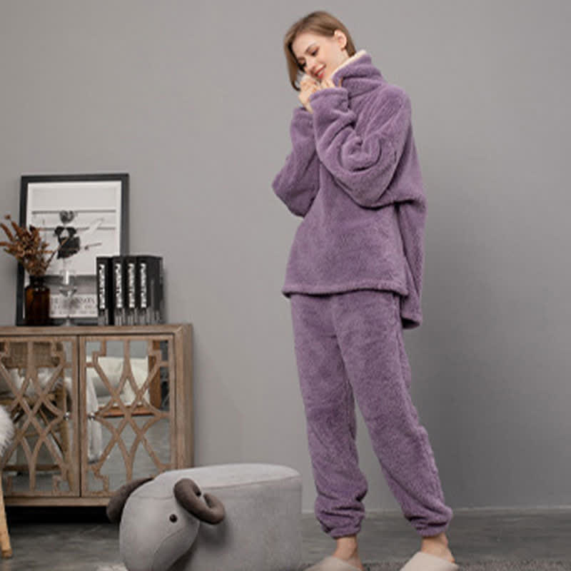 Ownkoti Simple V-Neck Warm Winter Loungewear Set - image 5
