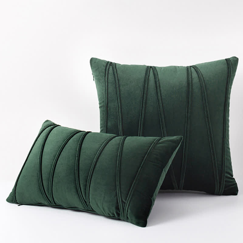 Ownkoti Stripe Pattern Soft Velvet Decorative Pillowcase - Dark Green - 50cm x 50cm - image 17