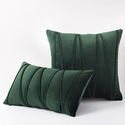Ownkoti Stripe Pattern Soft Velvet Decorative Pillowcase - Dark Green - 50cm x 50cm - image 17