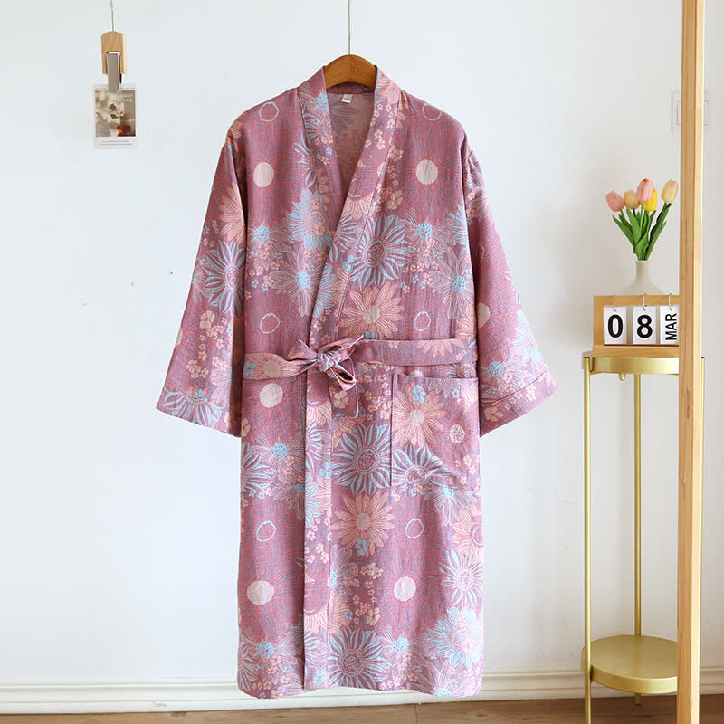Ownkoti Floral Comfy V-neck Home Sleep Bathrobe - M - image 0