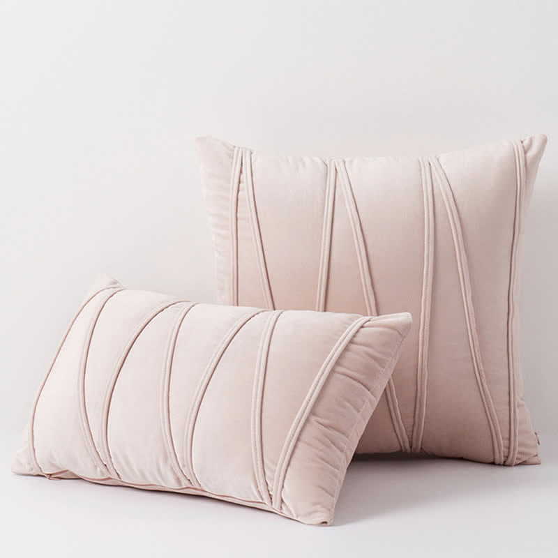Ownkoti Stripe Pattern Soft Velvet Decorative Pillowcase - Light Pink - 50cm x 50cm - image 16
