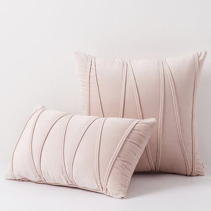 Ownkoti Stripe Pattern Soft Velvet Decorative Pillowcase - Light Pink - 50cm x 50cm - image 16
