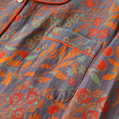 Ownkoti Vintage Leaf Cotton Lapel Loungewear Set - image 4