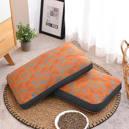 Ownkoti Buckwheat Pillow Ginkgo Leaf Cotton Pillowcase - Orange - Small 14" x 21" - image 0