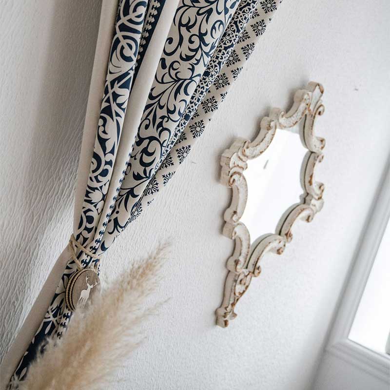 Ownkoti Cotton Linen Blue Pattern Curtain - image 5