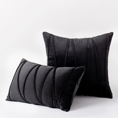 Ownkoti Stripe Pattern Soft Velvet Decorative Pillowcase - Black - 50cm x 50cm - image 8