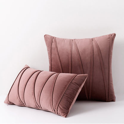 Ownkoti Stripe Pattern Soft Velvet Decorative Pillowcase - Pink Brown - 50cm x 50cm - image 9