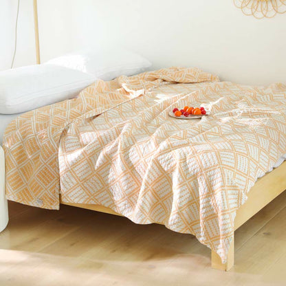 Ownkoti Plaid Pure Cotton Three Layers Quilt - Yellow - Queen - image 8