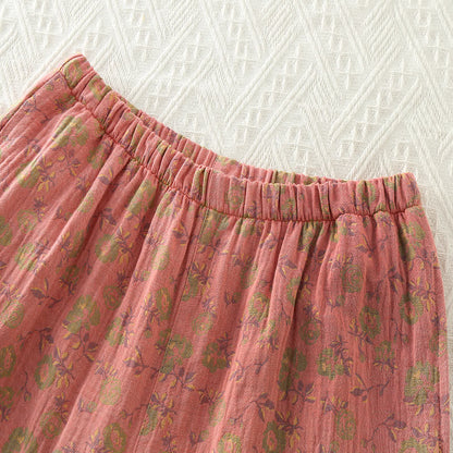 Retro Rose Cotton Gauze Pajama Set - image 4