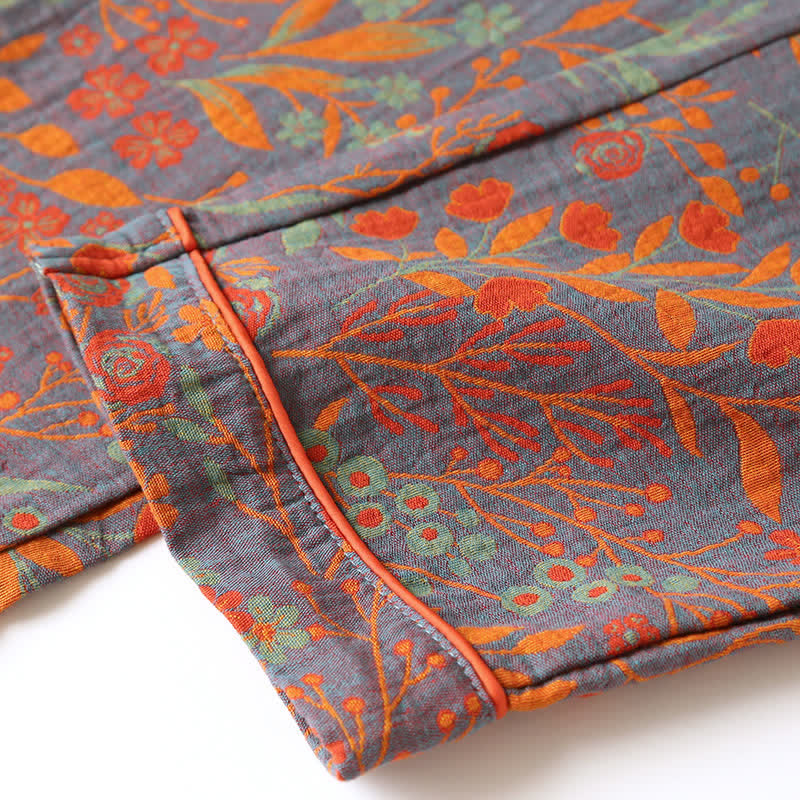 Ownkoti Vintage Leaf Cotton Lapel Loungewear Set - image 9