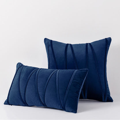Ownkoti Stripe Pattern Soft Velvet Decorative Pillowcase - Dark Blue - 50cm x 50cm - image 12