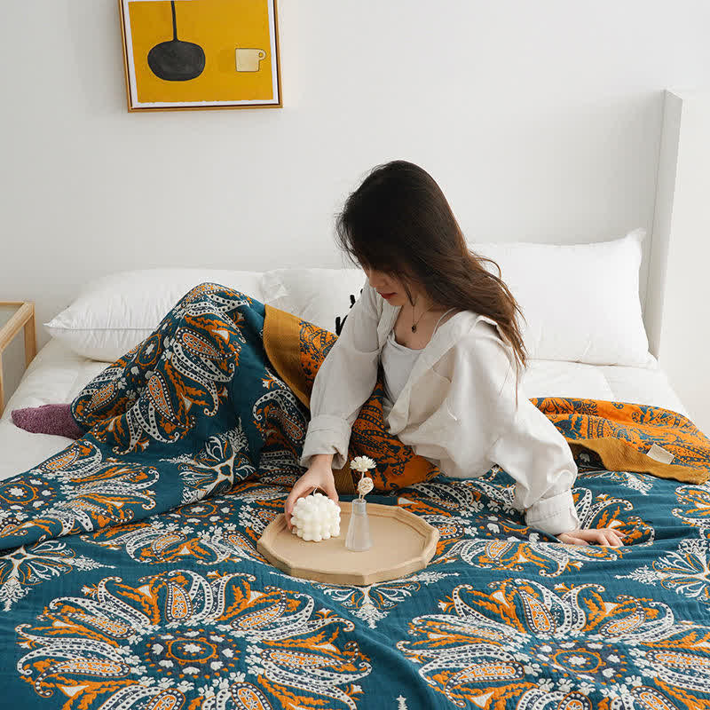Ownkoti Flower Cotton Gauze Quilt Reversible Blanket - image 12