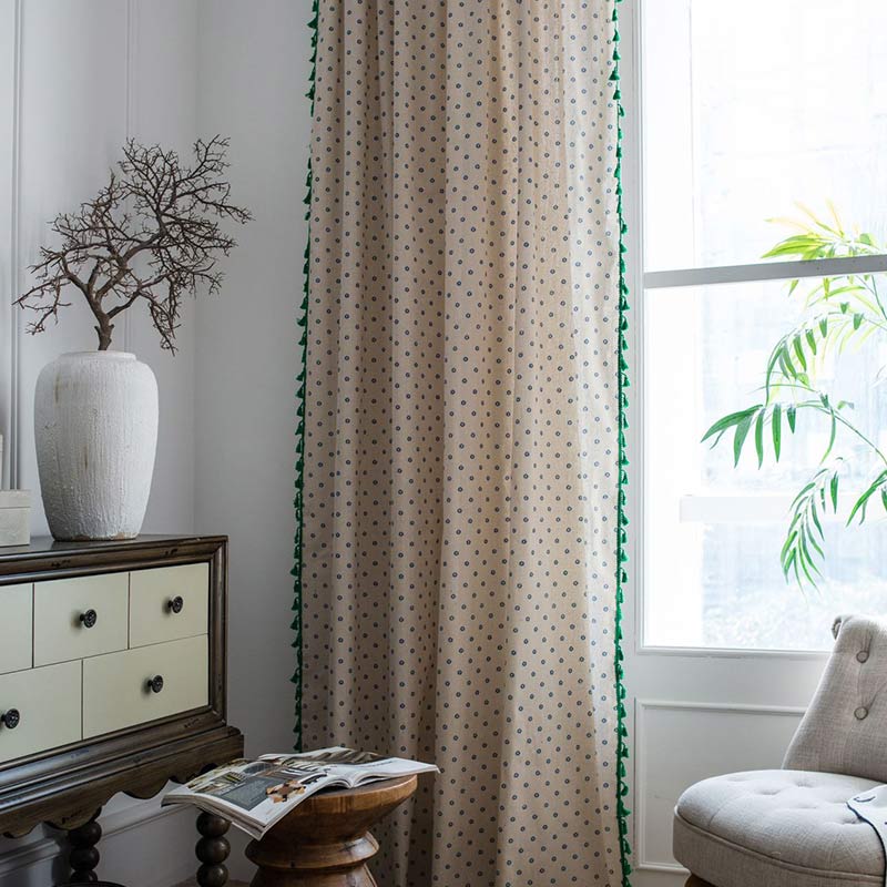 Ownkoti Blue Daisy Green Cotton Curtain - image 5