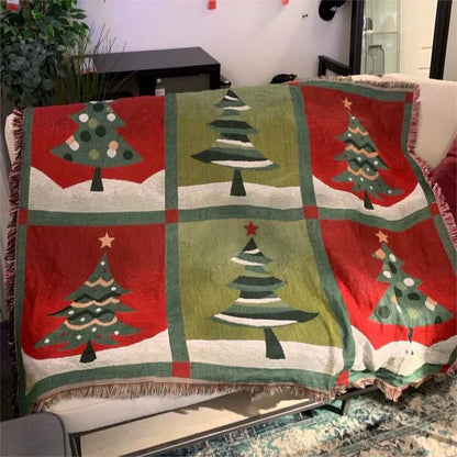 Christmas Tree Home Decor Tassel Blanket - image 1