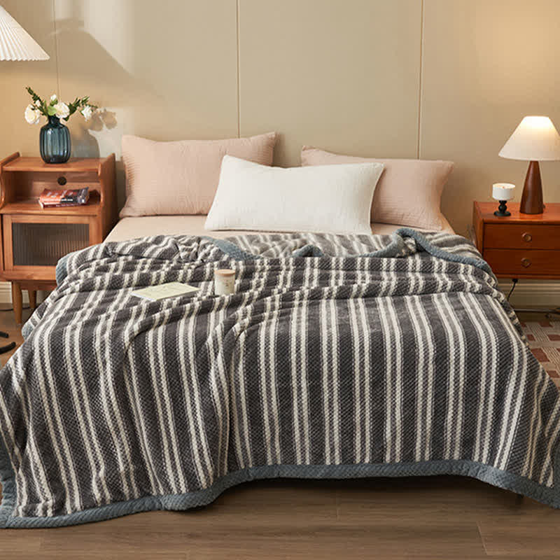 Ownkoti Stripe Comfy Coral Fleece Throw Blanket - image 1