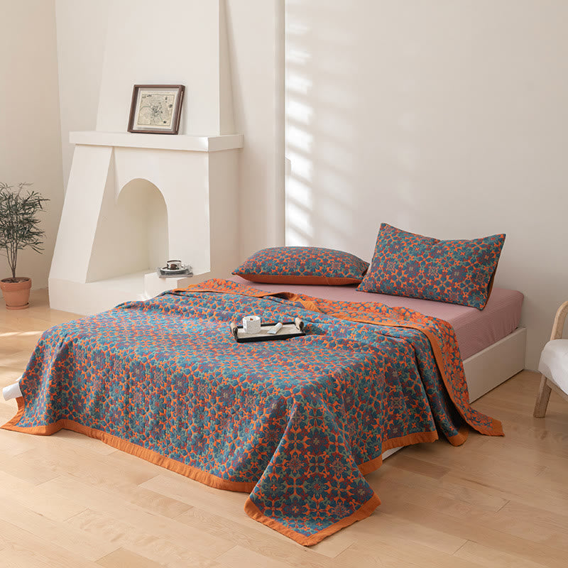 Ownkoti Orange & Blue Pattern Six Layers Cotton Quilt - 2PCS Pillowcases - 19" x 29" - image 5