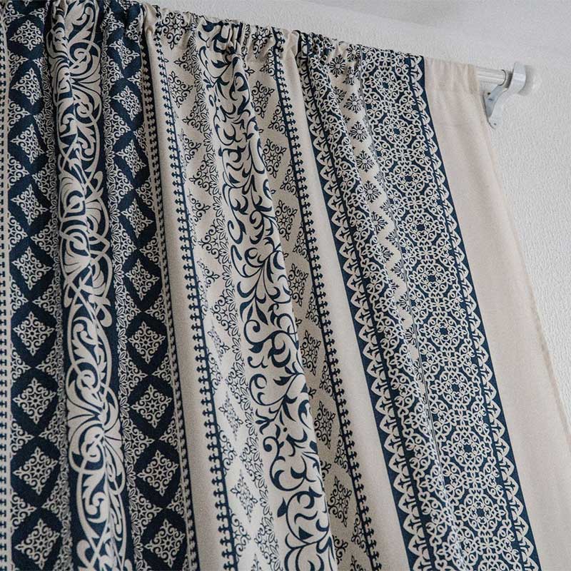 Ownkoti Cotton Linen Blue Pattern Curtain - image 6