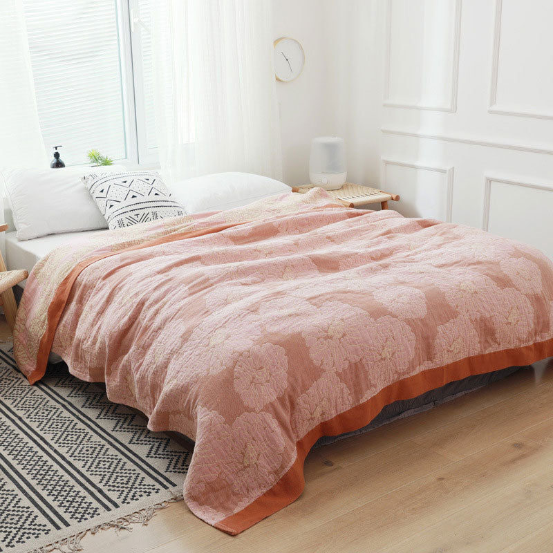 Ownkoti Lightweight Peony Cotton  Reversible Blanket - Pink - 79" x 90" - image 5