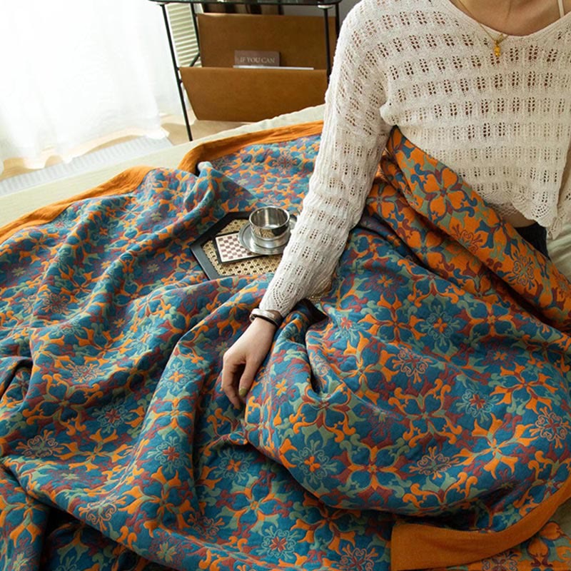 Ownkoti Orange & Blue Pattern Six Layers Cotton Quilt - image 3