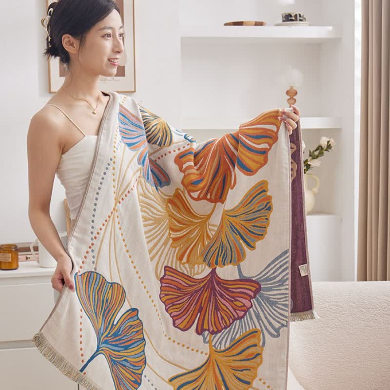 Ownkoti Ginkgo Leaf Cotton Absorbent Bath Towel - image 1