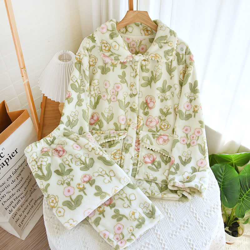 Ownkoti Floral Thick Soft Flannel Pajama Set - XL - image 0