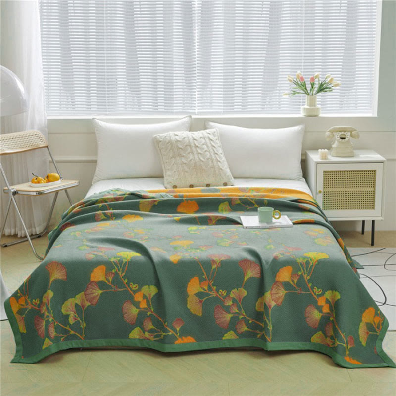 Ownkoti Ginkgo Leaf Jacquard Cotton Reversible Quilt - image 2
