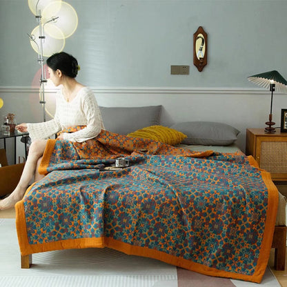 Ownkoti Orange & Blue Pattern Six Layers Cotton Quilt - Quilt - King - image 0