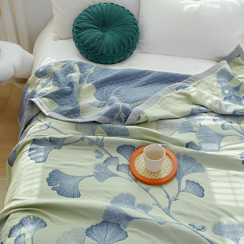 Ownkoti Ginkgo Leaf Cotton Gauze Reversible Quilt - image 4