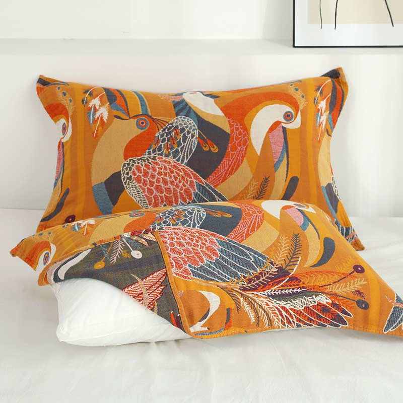Ownkoti Oriole Bird Cotton Soft Pillow Towel (2PCS) - As Picture - 52cm x 75cm - image 0