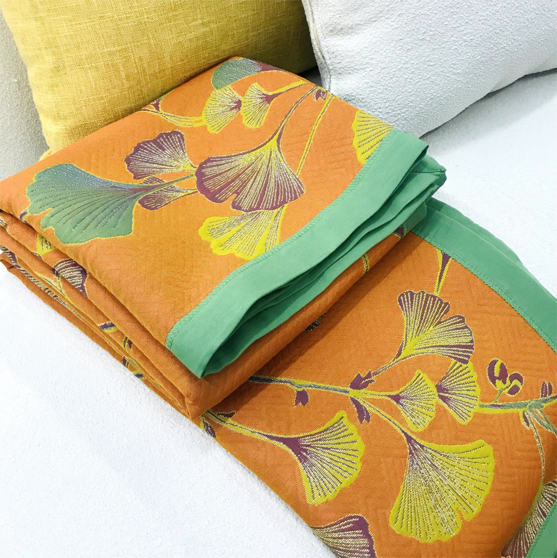 Ownkoti Ginkgo Leaf Jacquard Cotton Reversible Quilt - image 6