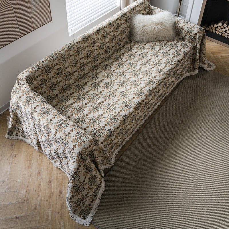 Plum Flower Jacquard Tassel Sofa Protector - image 4