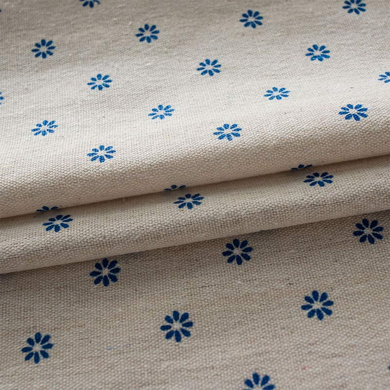 Ownkoti Blue Daisy Green Brim Cotton Curtain - image 9